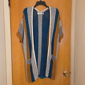 Sparrow Anthropologie Crochet Knit Cardigan Kimono Size XS/S Oversized Boho